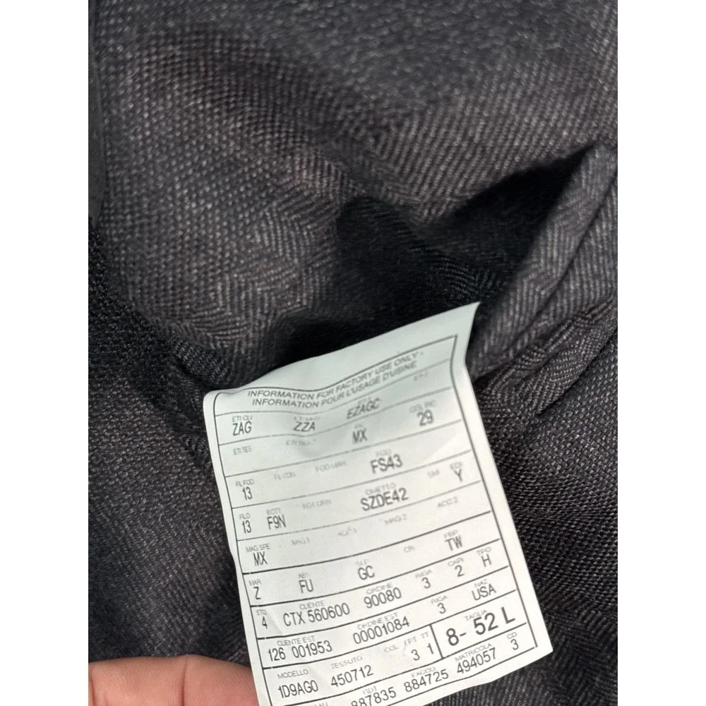 Z Zegna Mens 52L Charcoal Grey Wool Silk Herringbone Blazer Jacket Drop 8 Deco